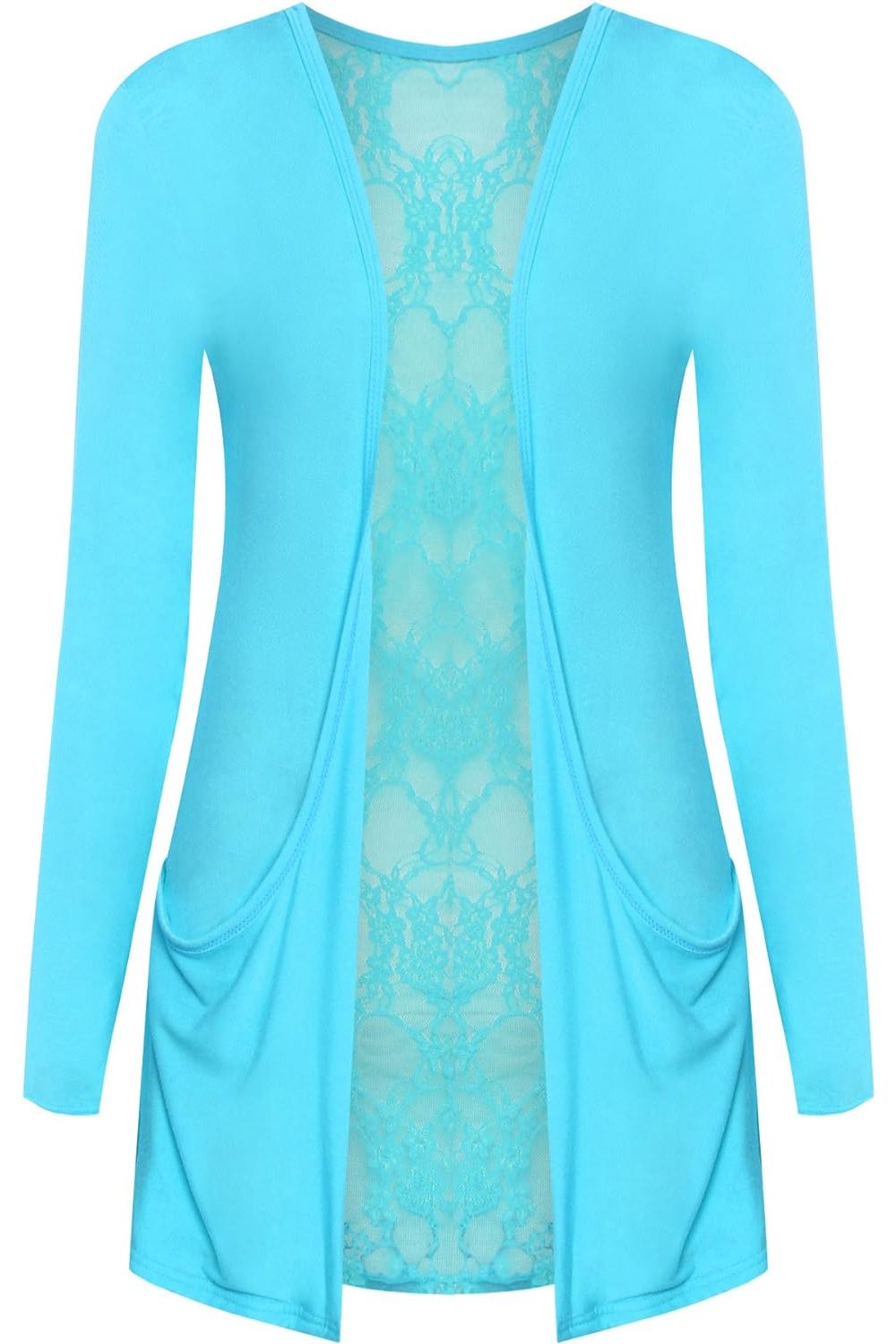 Lace Back Open Cardigan Boyfriend Top cardigan WearAll Turquoise 8-10