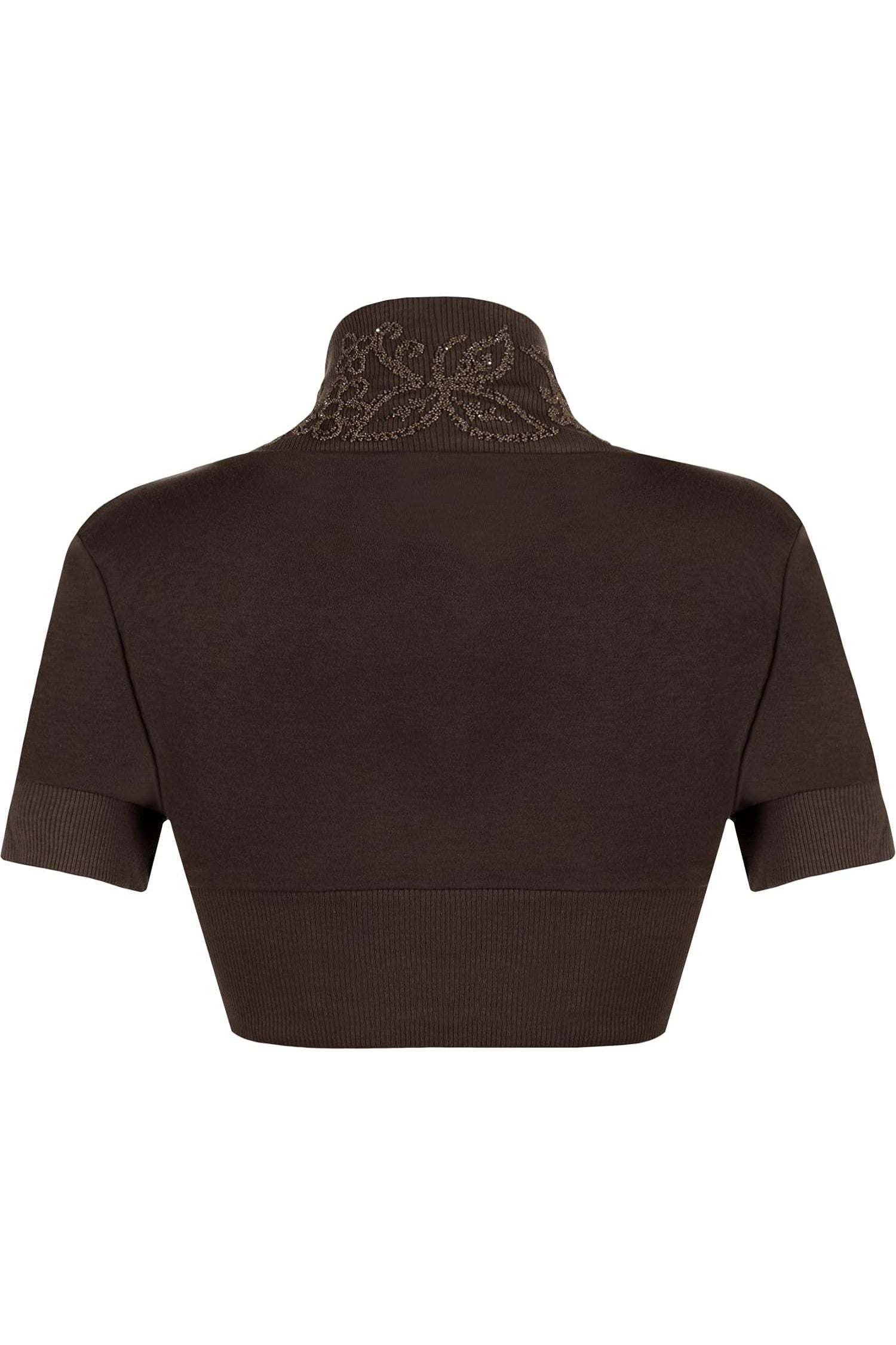 Short Sleeve Beaded Shrug Tops WearAll