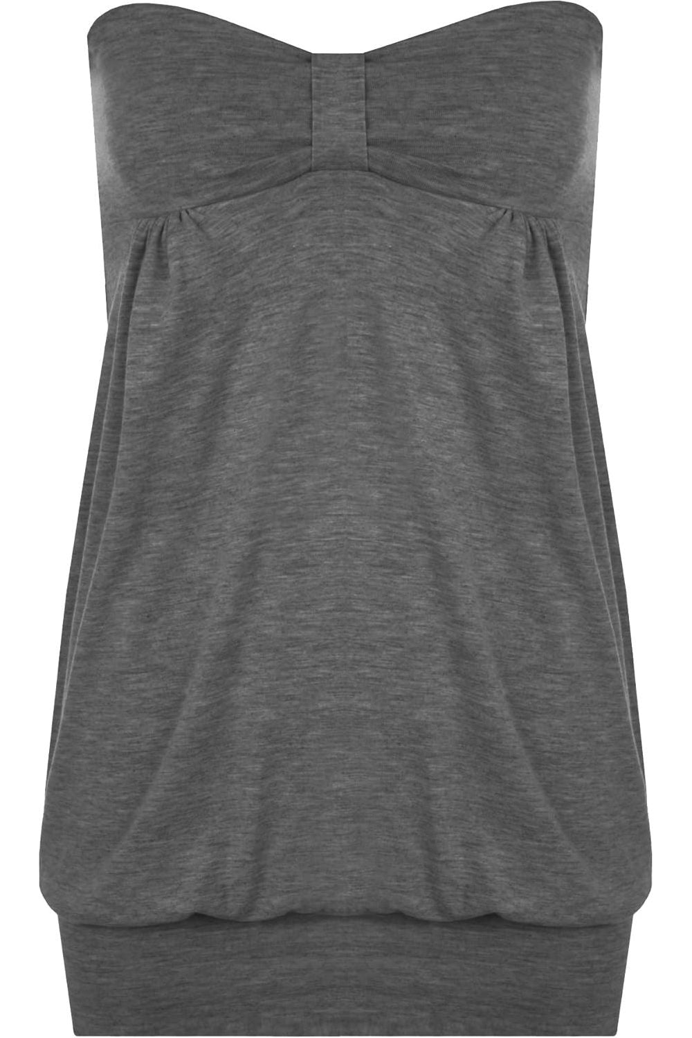 Long Boob Tube Strapless Top Tops WearAll Charcoal 8-10