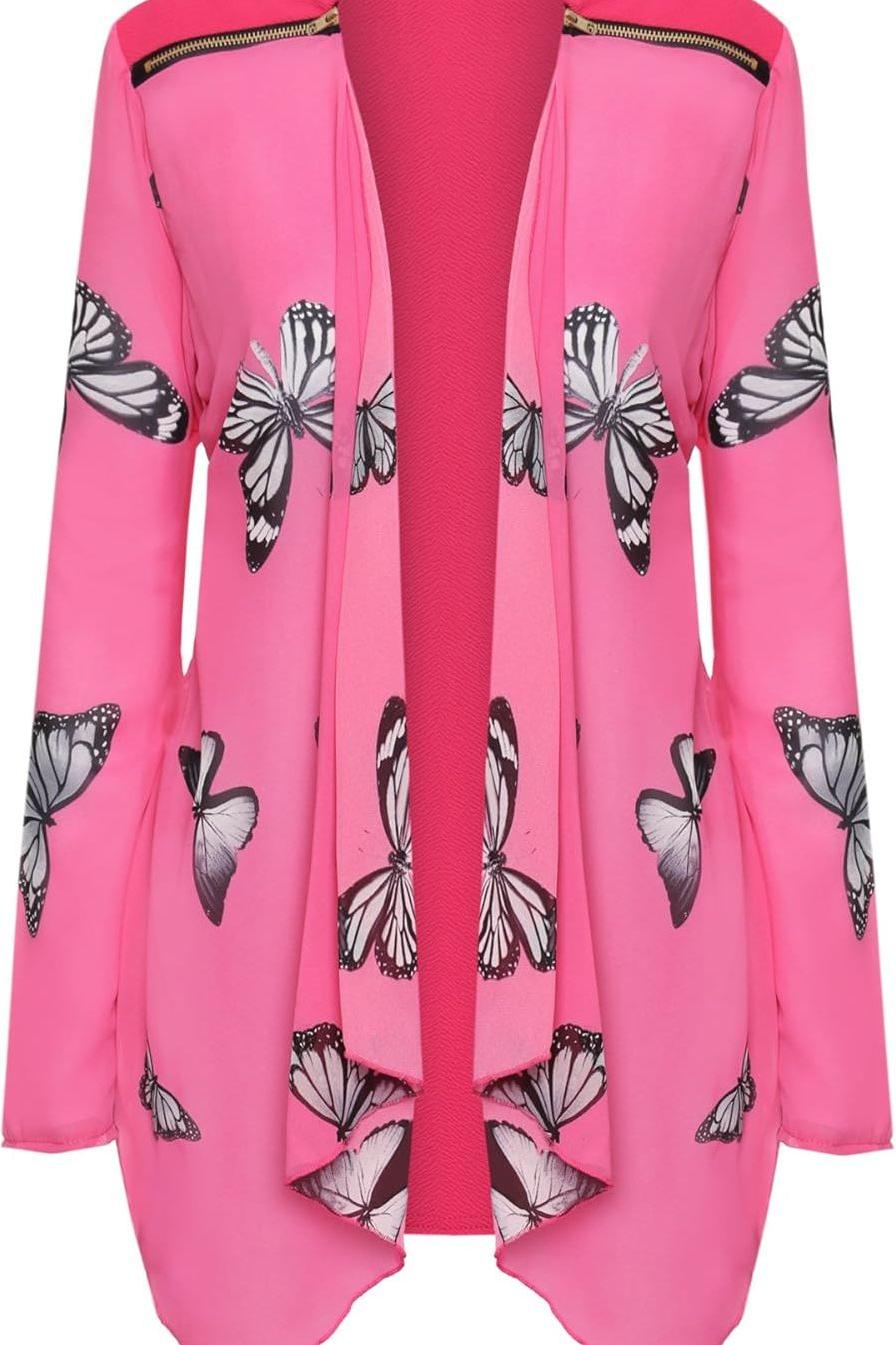 Chiffon Butterfly Print Sheer Cardigan Top cardigan WearAll