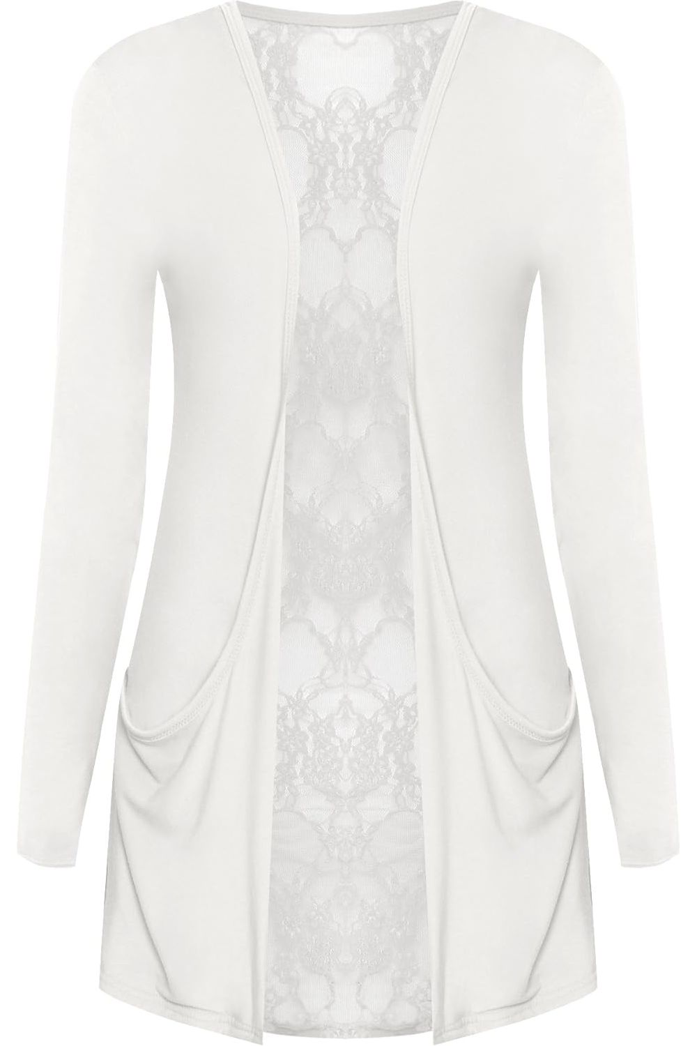 Lace Back Open Cardigan Boyfriend Top cardigan WearAll Cream 8-10