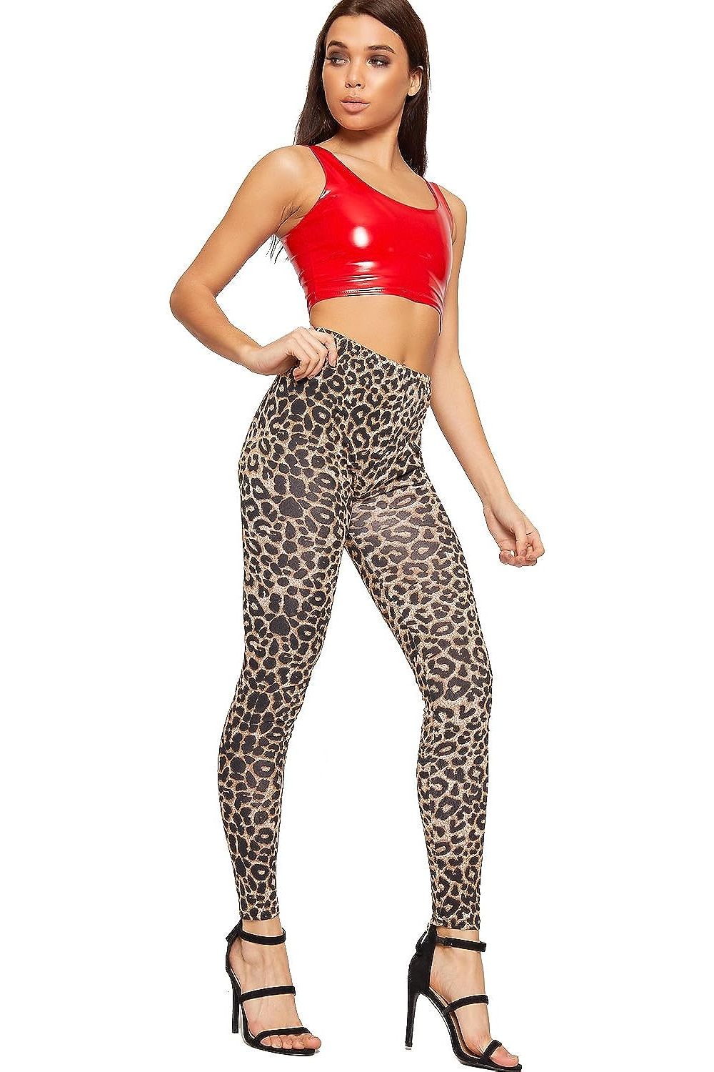 Plus Size Animal Leopard Print Leggings Leggings WearAll 16-18 Animal Leopard Print