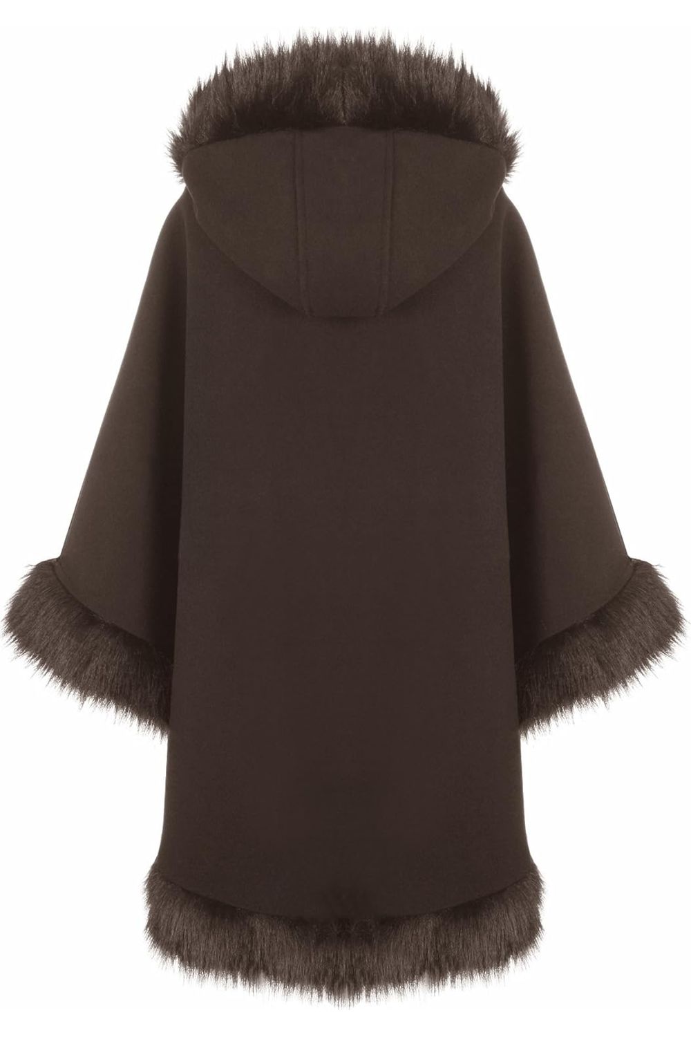 Faux Fur Trim Hood Cape Tops WearAll