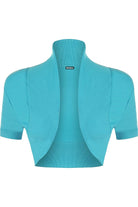 Short Sleeve Ribbed Bolero Shrug Tops WearAll