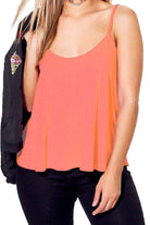 Cami Strappy Sleeveless Swing Vest Top Tops WearAll Coral 8-10