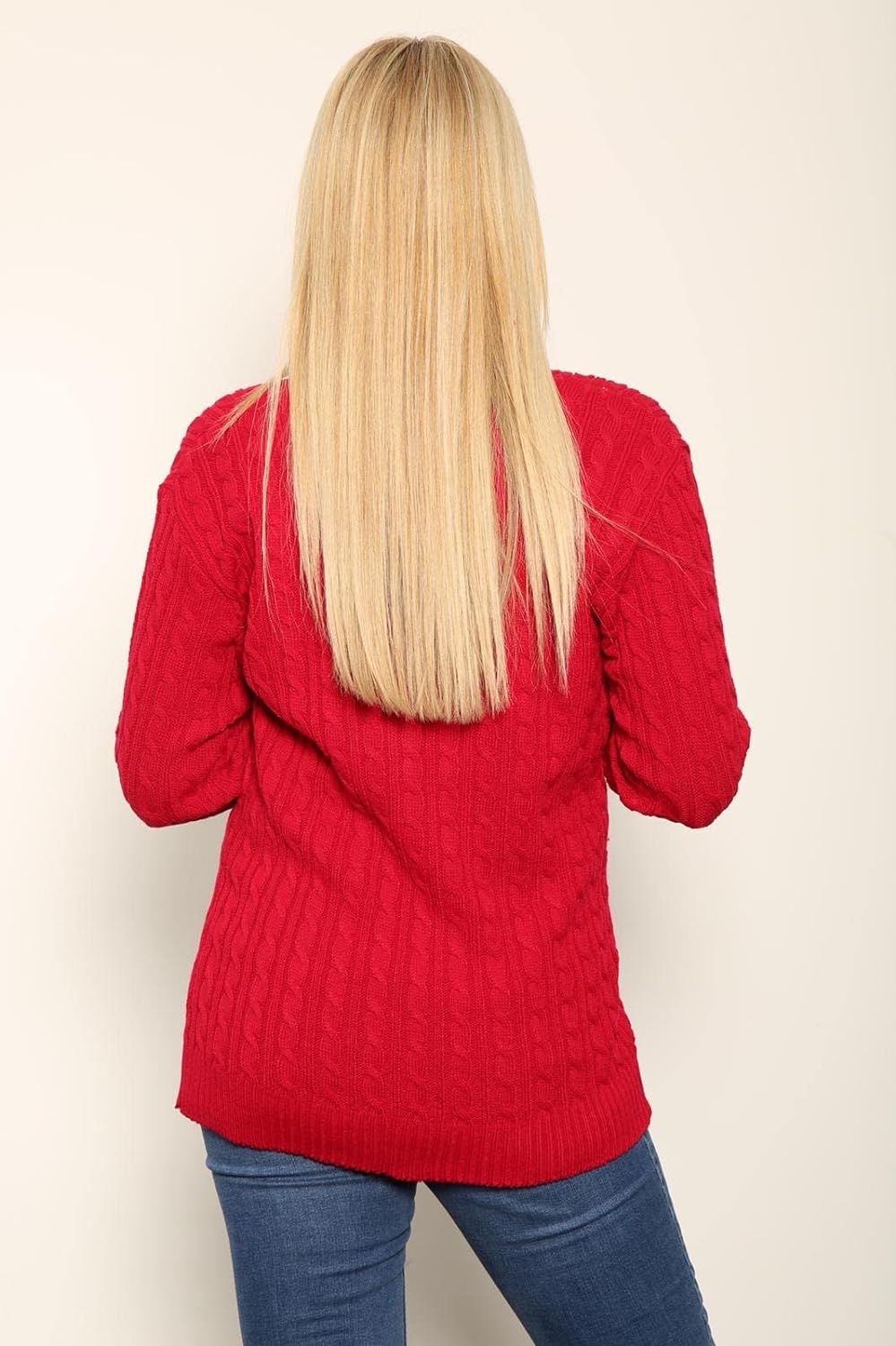 Cable Knitted V-Neck Sweater Top Tops WearAll