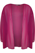 Plus Size Plain 3/4 Open Cardigan Top cardigan WearAll Cerise 16-18