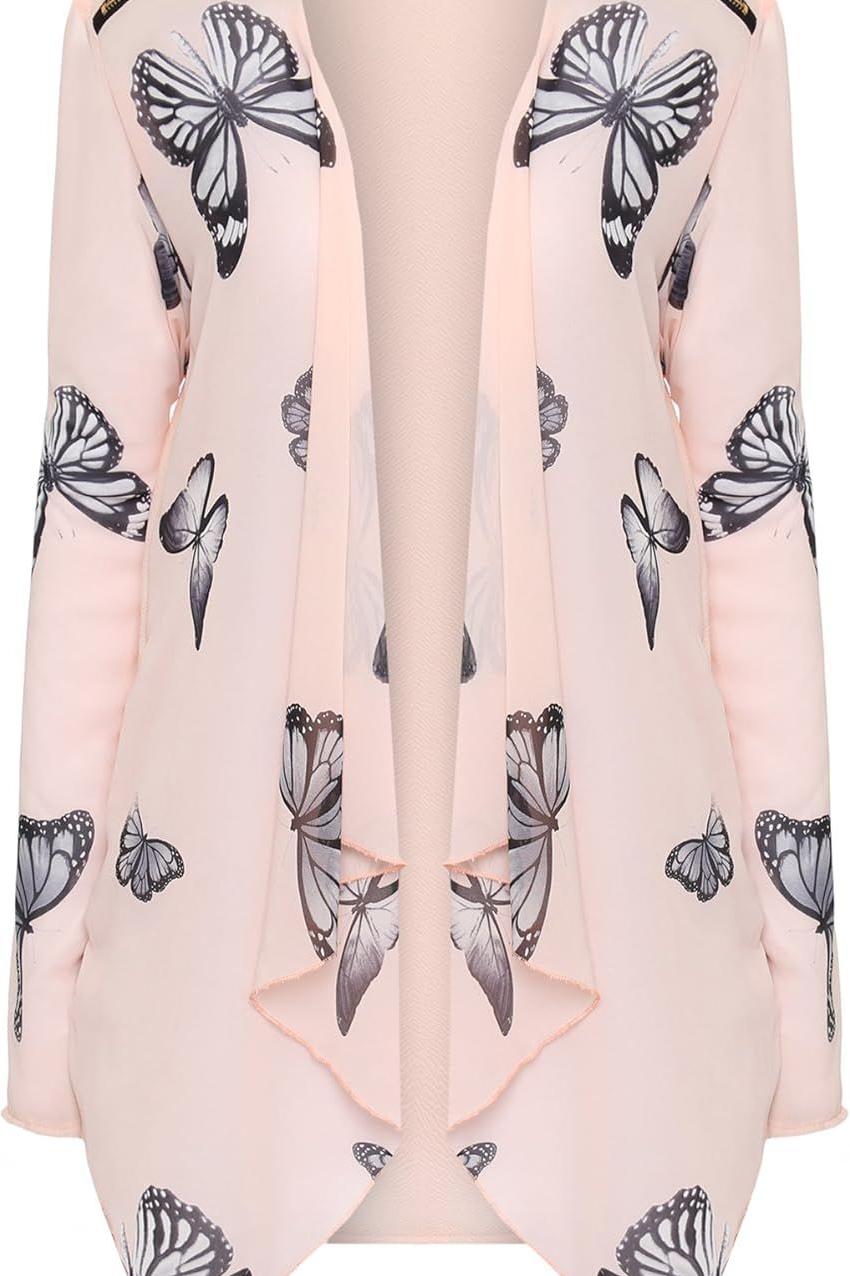 Chiffon Butterfly Print Sheer Cardigan Top cardigan WearAll
