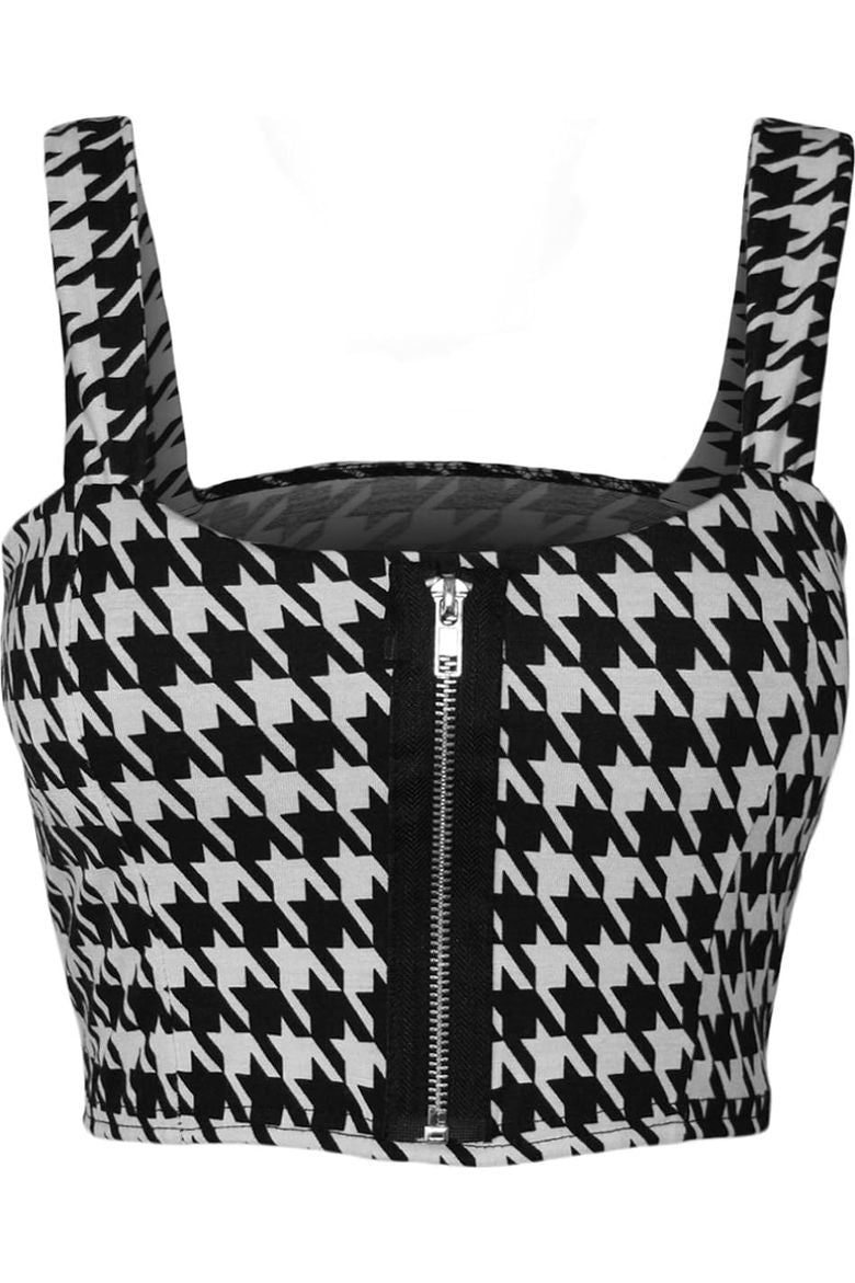 Army Camouflage Print Zip Boobtube Crop Top BraTop WearAll Houndstooth 8-10