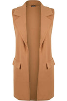 Plus Size Crepe Open Long Waistcoat Pocket Top cardigan WearAll