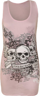 Forever Skull Print Vest Top Top WearAll Pink 12-14