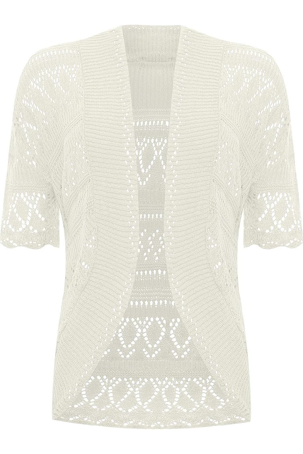 Plus Size Knitted Crochet Short Sleeve Shrug Tops WearAll