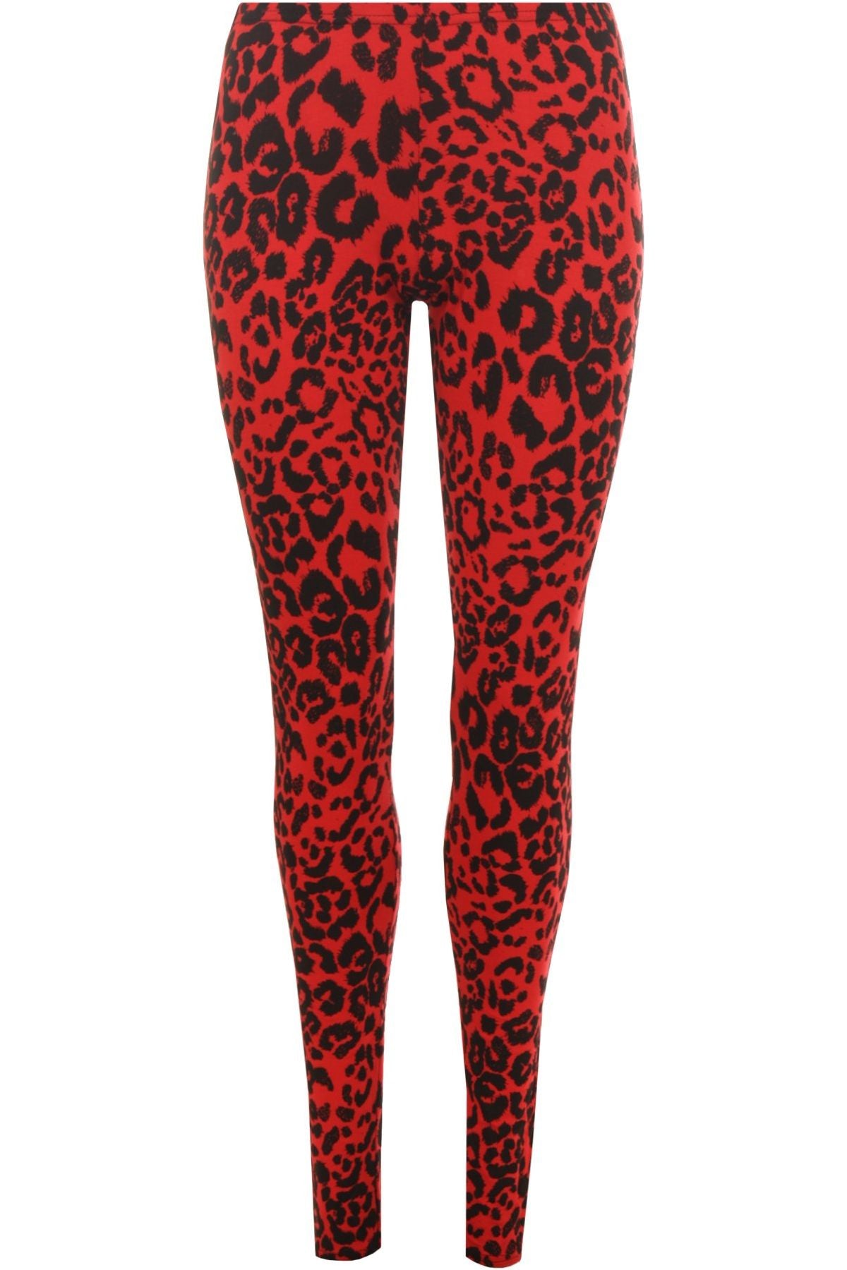 Red Leopard Print Leggings Leggings WearAll