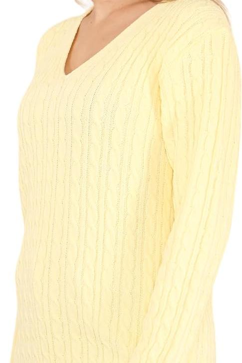 Cable Knitted V-Neck Sweater Top Tops WearAll
