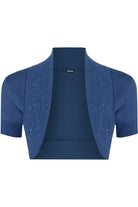 Short Sleeve Beaded Shrug Tops WearAll Blue 8-10