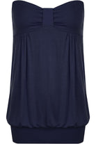 Long Boob Tube Strapless Top Tops WearAll Navy 8-10