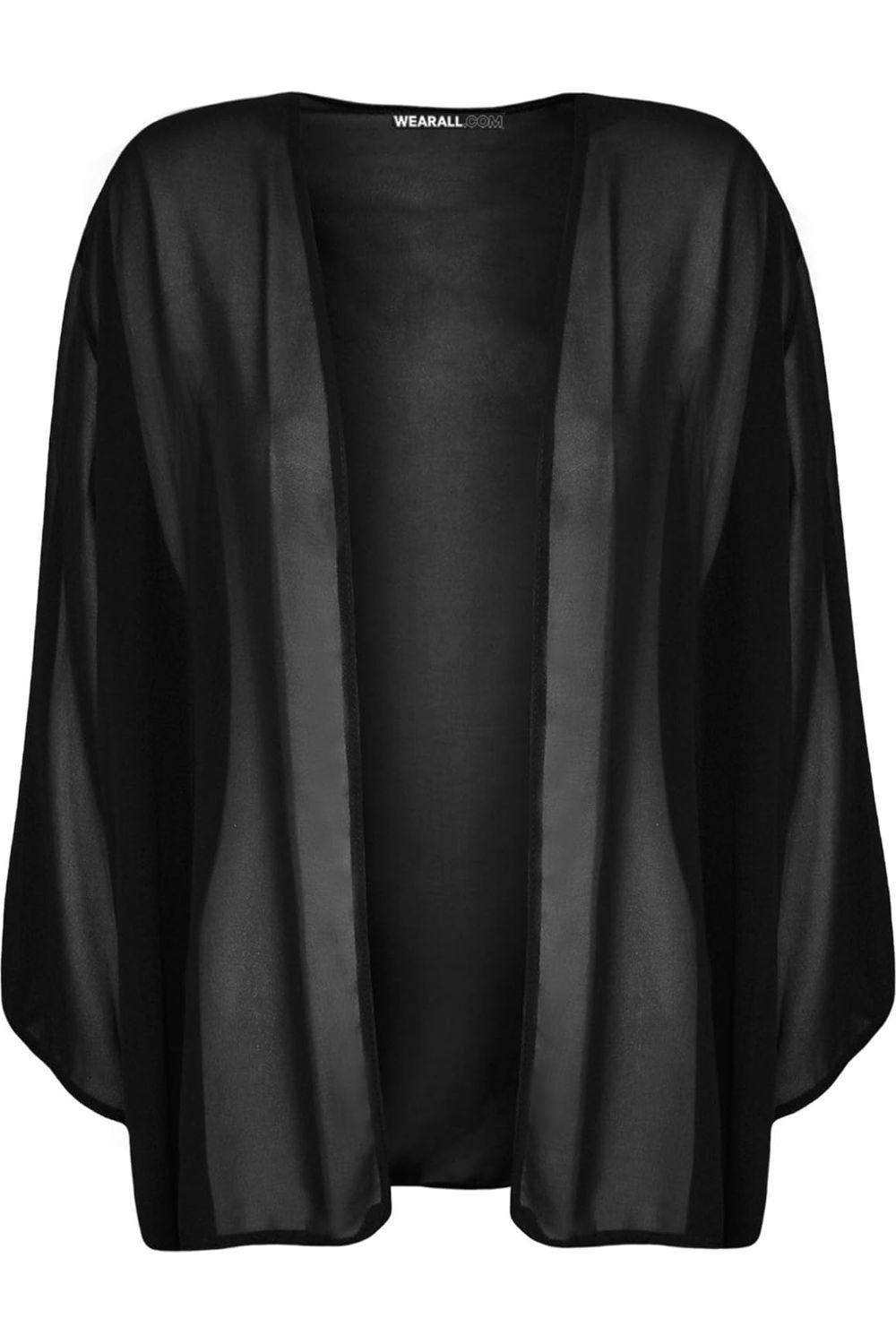 Plus Size Plain 3/4 Open Cardigan Top cardigan WearAll Black 16-18