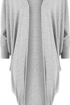 Plus Size Batwing Long Open Cardigan Top Maxi Cardigan WearAll Light grey 16-18