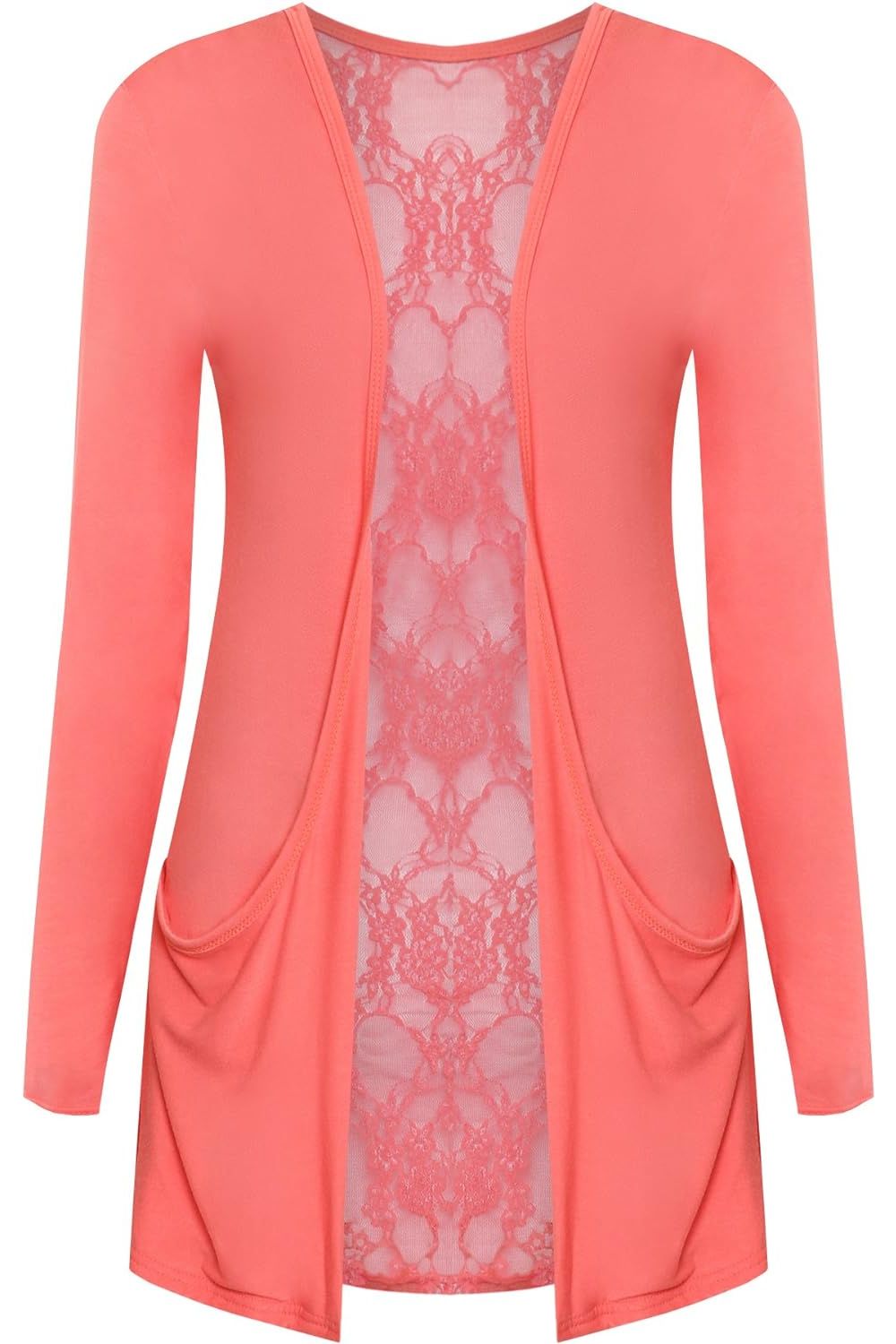 Lace Back Open Cardigan Boyfriend Top cardigan WearAll Coral 8-10