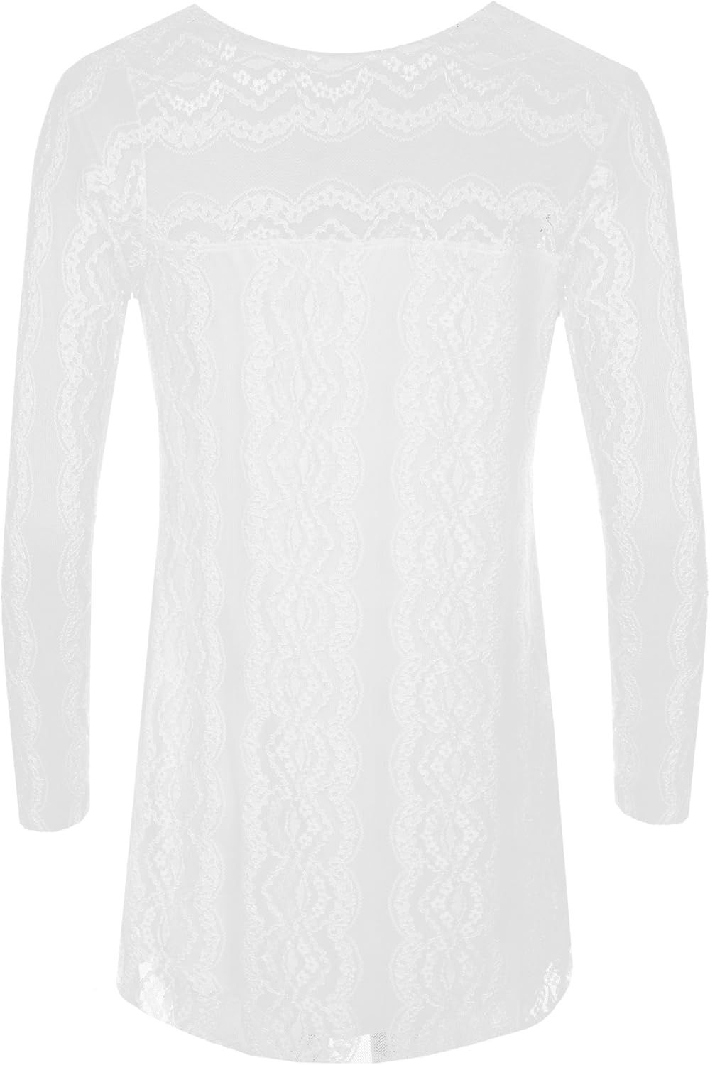 Lace Lined Sheer Long Stretch Tunic Top WearAll White 14
