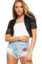 Knitted Crochet Bolero Shrug Apparel & Accessories WearAll Black 8-10