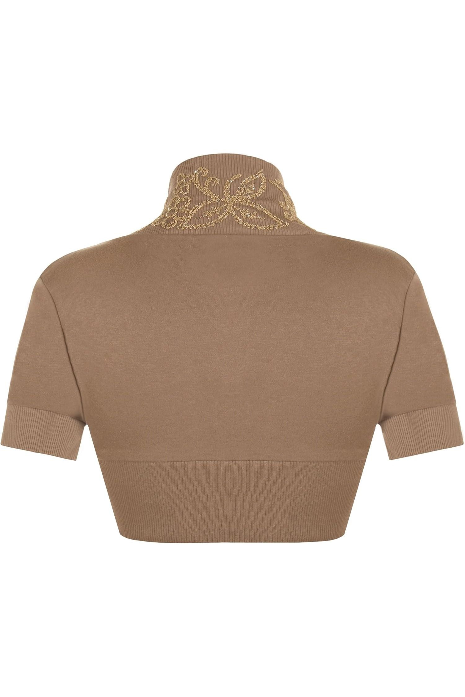 Short Sleeve Beaded Shrug Tops WearAll