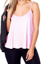 Cami Strappy Sleeveless Swing Vest Top Tops WearAll Pink 8-10