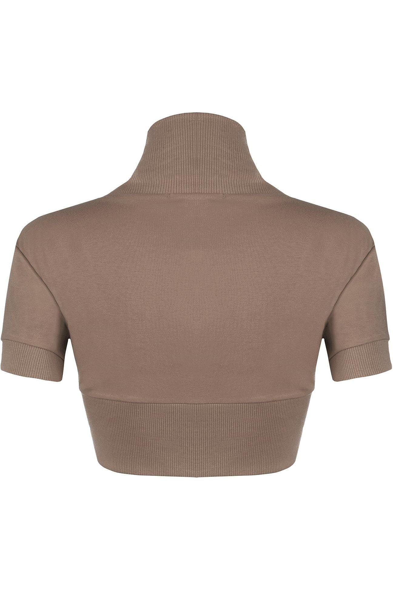 Short Sleeve Ribbed Bolero Shrug Tops WearAll