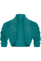 Puff Sleeve Beaded Shrug Tops WearAll Teal 8-10