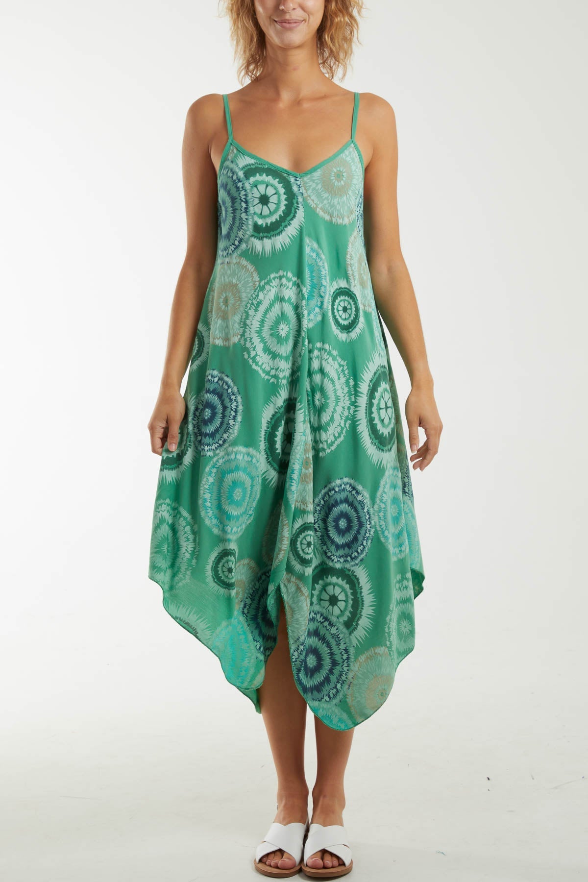 Kaleidoscope Hanky Hem Cami Dress Dresses WearAll Jade One Size