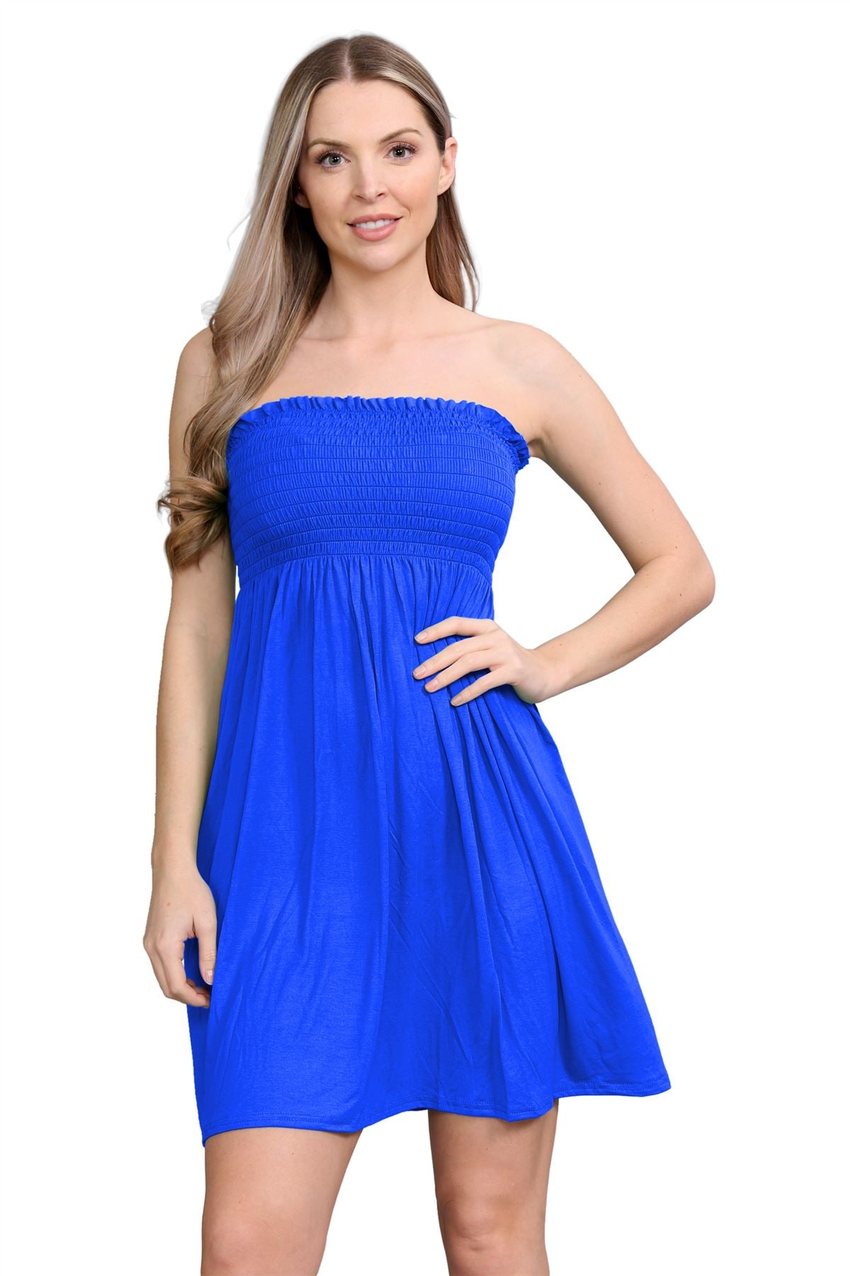 Bandeau Boobtube Sheering Top Top WearAll Royal Blue 8-10