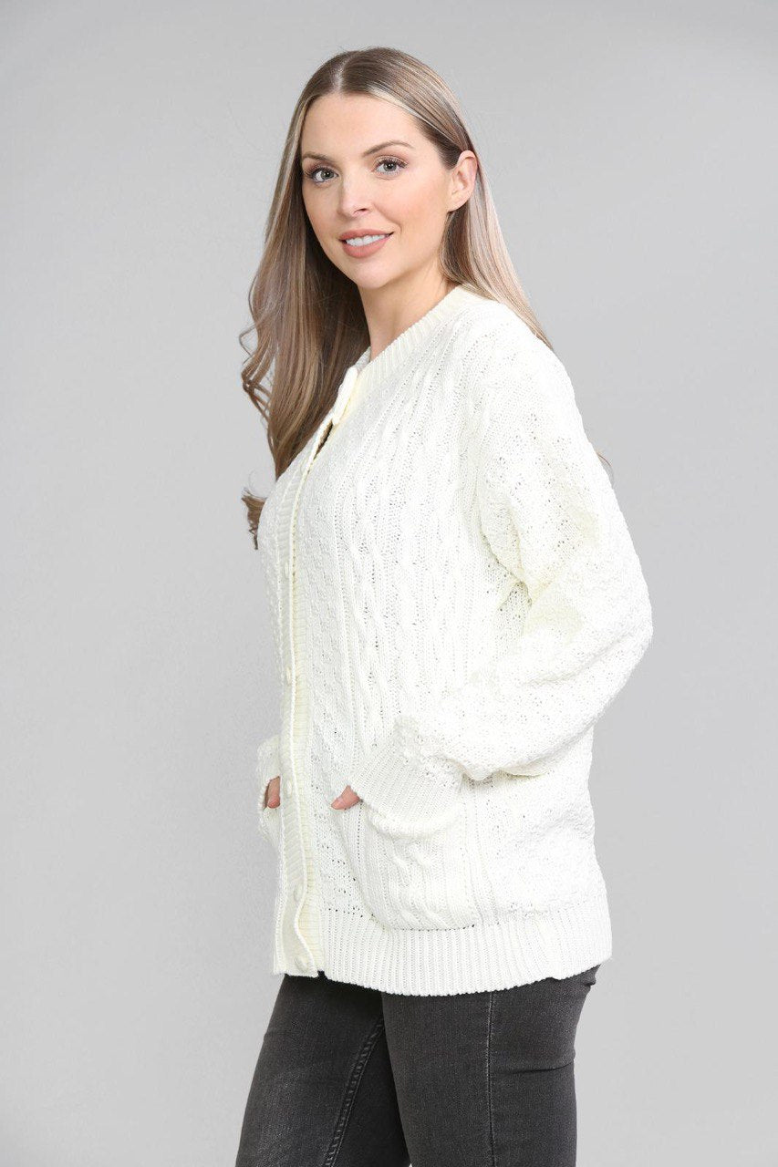 Chunky Cable Knit Long Sleeve Cardigan cardigan WearAll