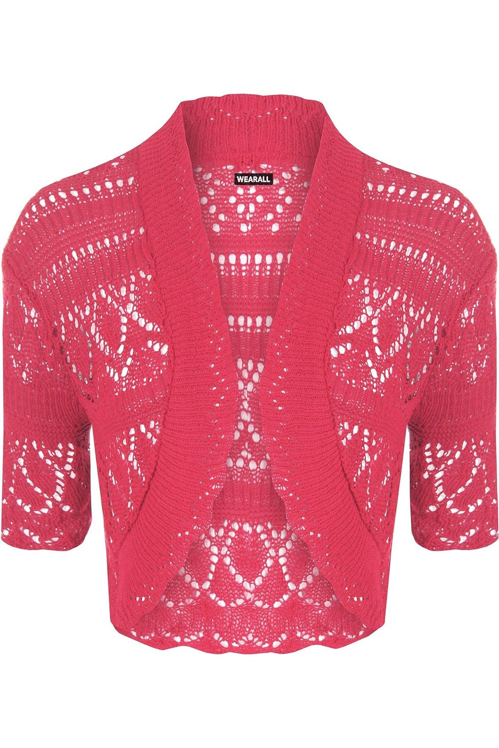 Knitted Crochet Bolero Shrug Apparel & Accessories WearAll Cerise 8-10