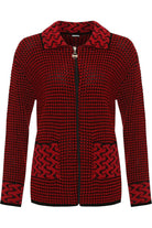 Knitted Cardigan Zip Pocket Leopard Collar Knitted Cardigan WearAll Red 8-10