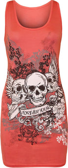 Forever Skull Print Vest Top Top WearAll Coral 12-14