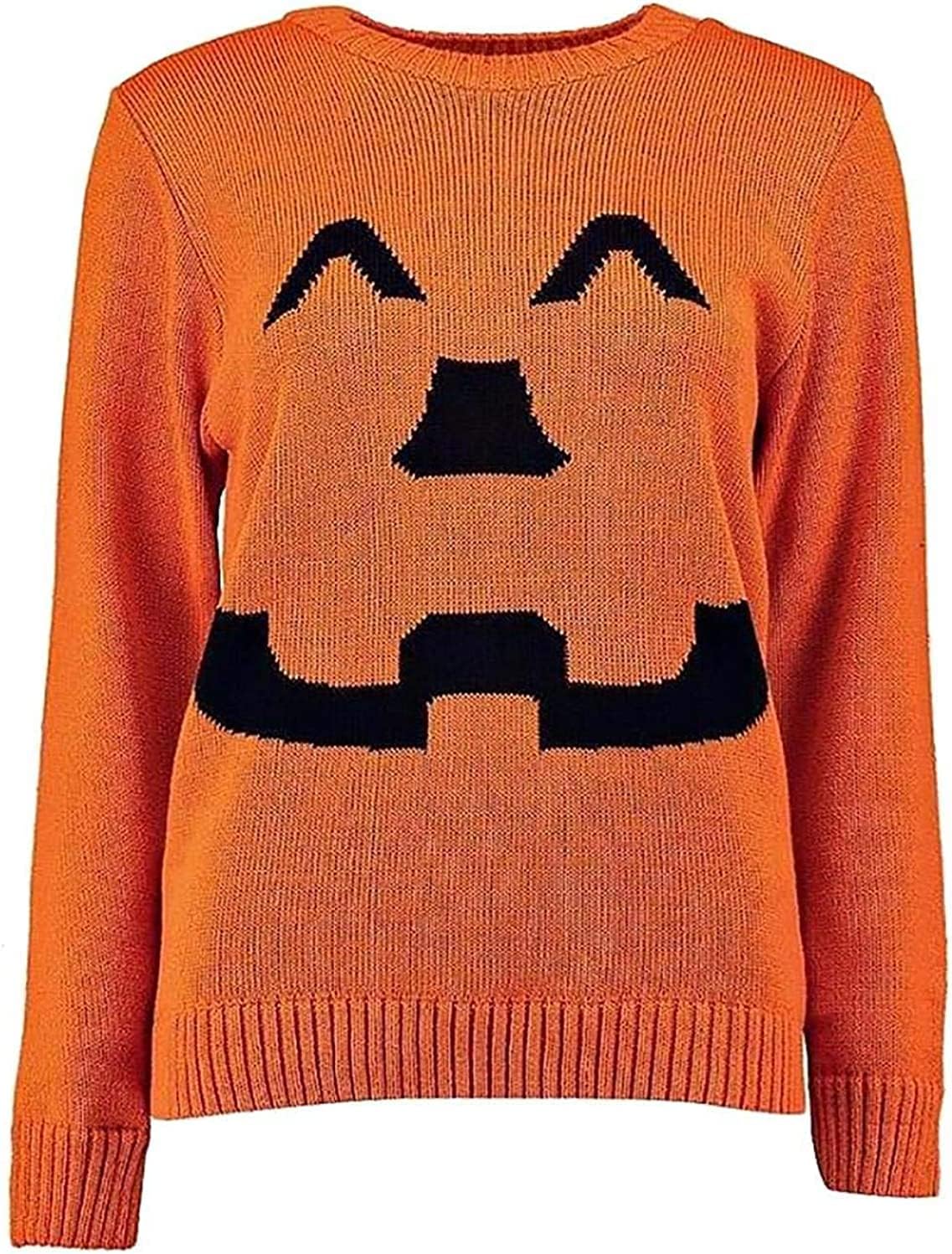 Knitted Halloween Winking Pumpkin Print Jumper Jumper WearAll