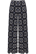 Square Floral Print Palazzo Trouser Palazzo WearAll Square Floral Blue 12-14