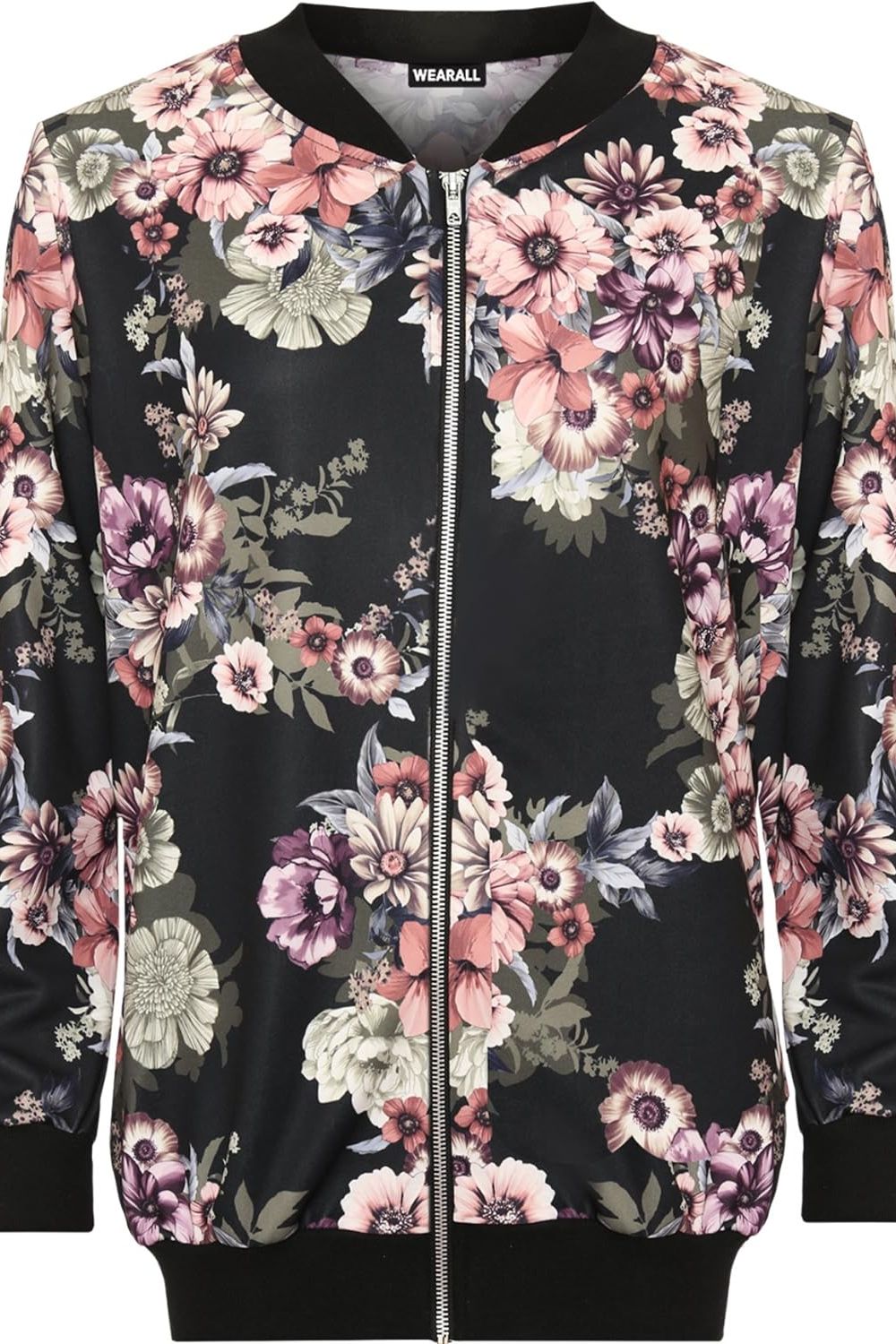 Floral Bomber Jacket Ladies Print Elasticated Jacket WearAll