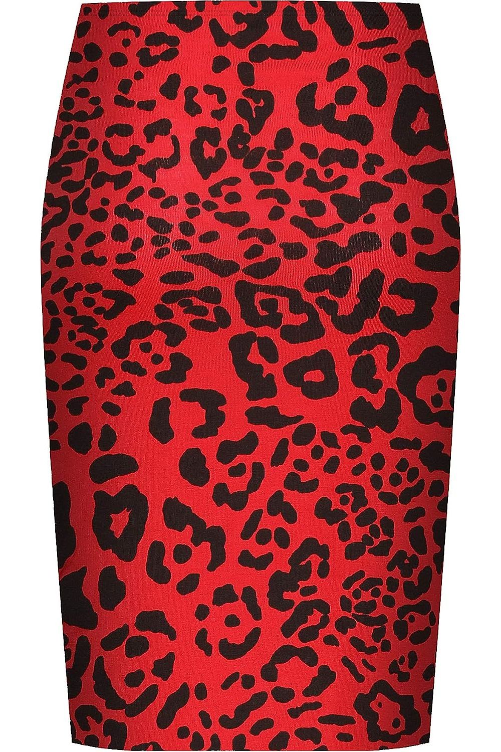 Printed Stretch Pencil Midi Skirt Skirt WearAll Red Animal 8-10