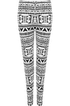 Black White Aztec Large Print Leggings Leggings WearAll