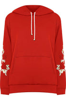 Embroidered Pouch Pocket Sweatshirt Tops WearAll Red 16-18
