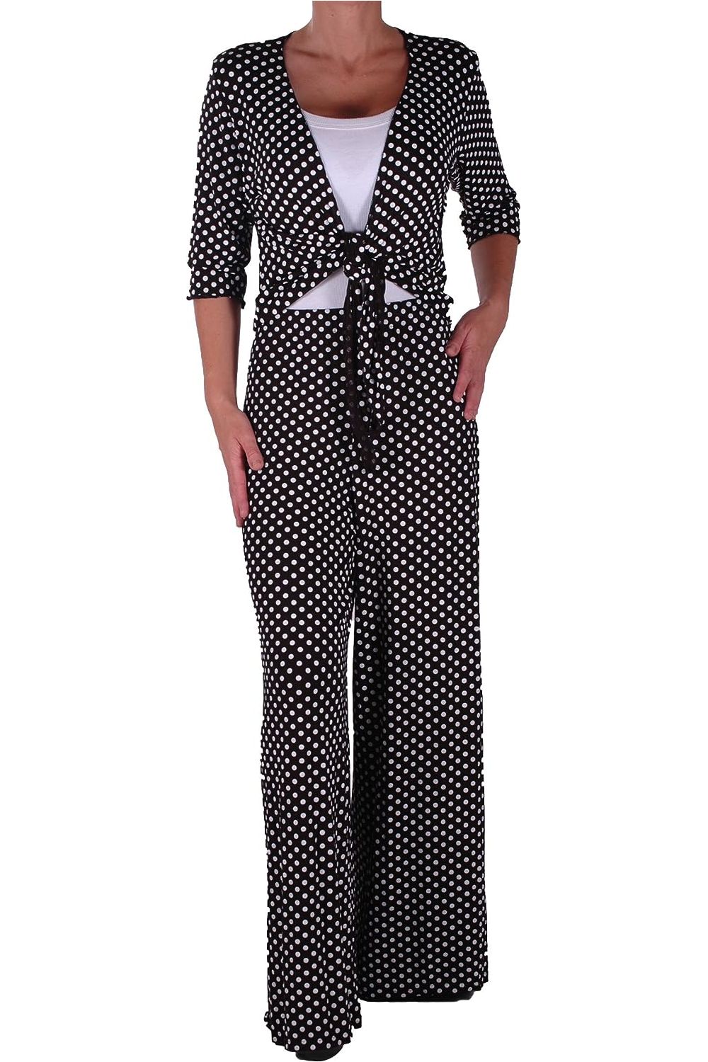 Plus Size Polka Dot Spot Tie Up Shrug Tops WearAll