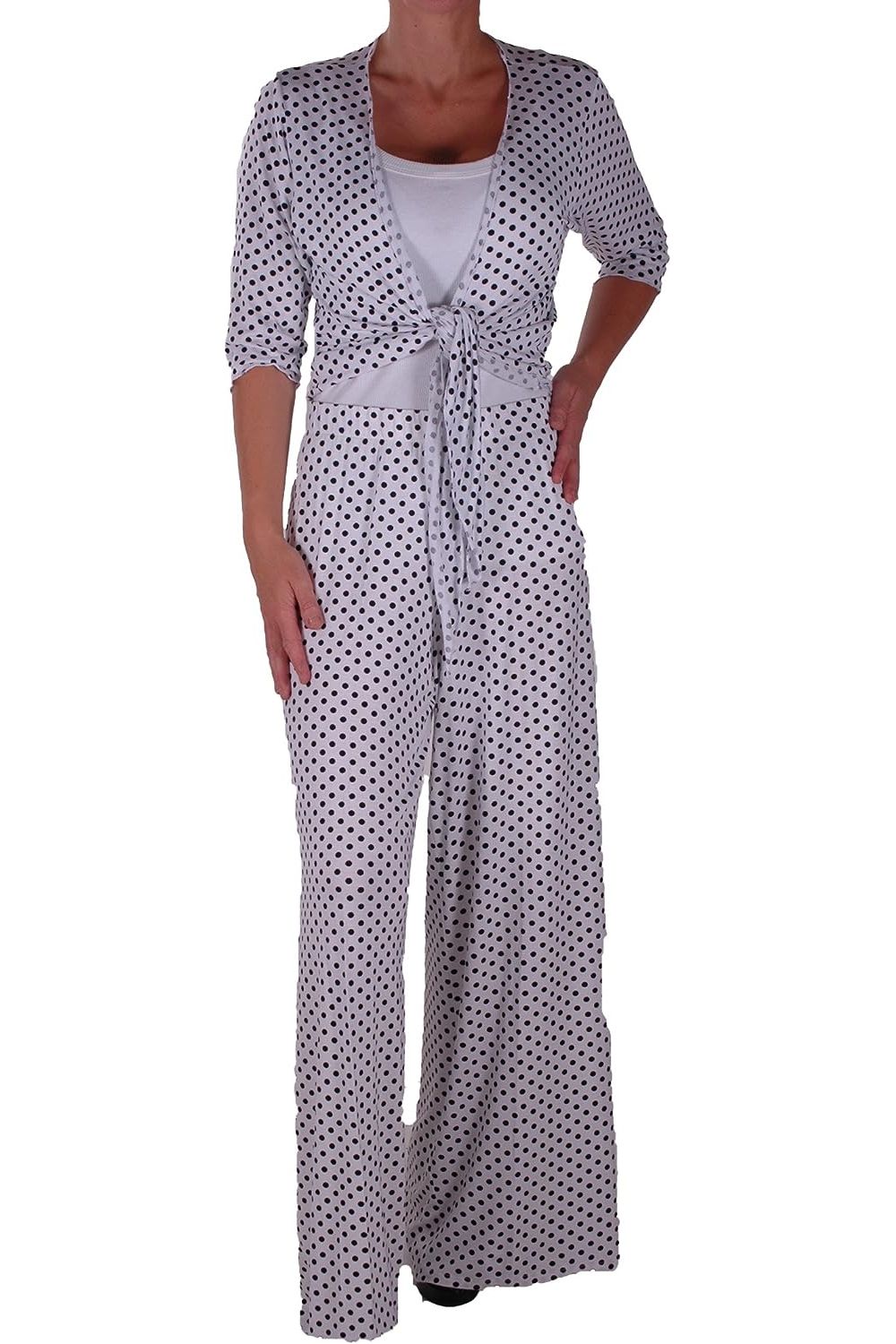 Plus Size Polka Dot Spot Tie Up Shrug Tops WearAll