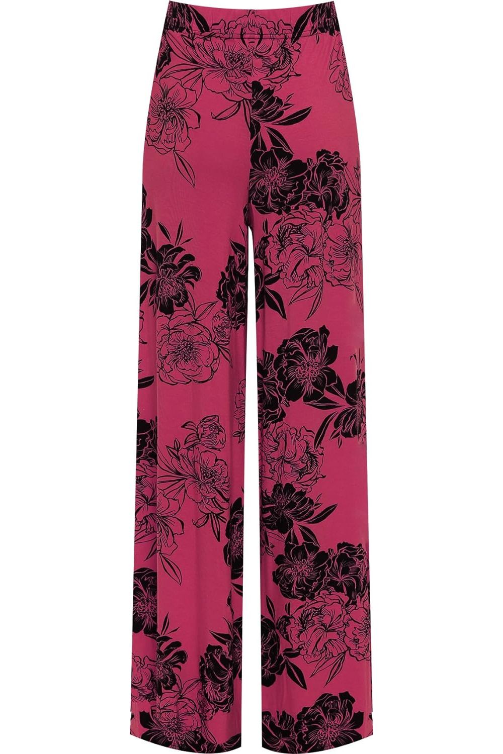 Plus Size Flower Floral Print Wide Leg Palazzo Trouser Palazzo WearAll Purple 16-18
