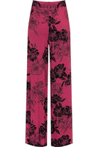 Plus Size Flower Floral Print Wide Leg Palazzo Trouser Palazzo WearAll Purple 16-18