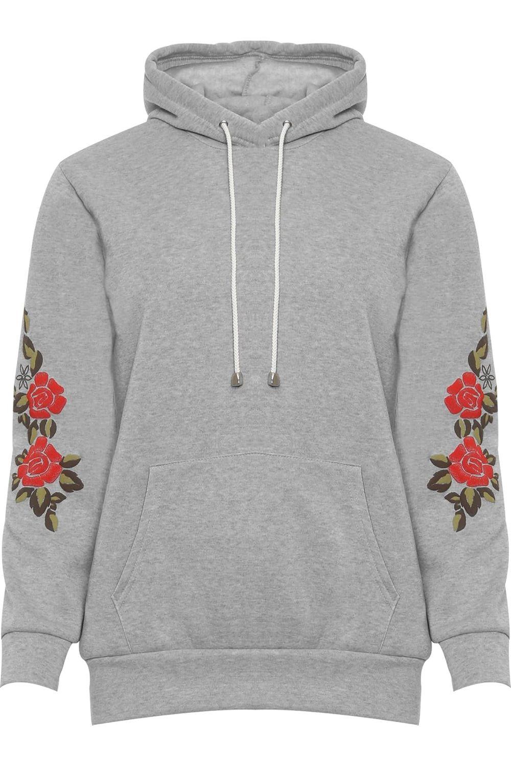 Embroidered Pouch Pocket Sweatshirt Tops WearAll