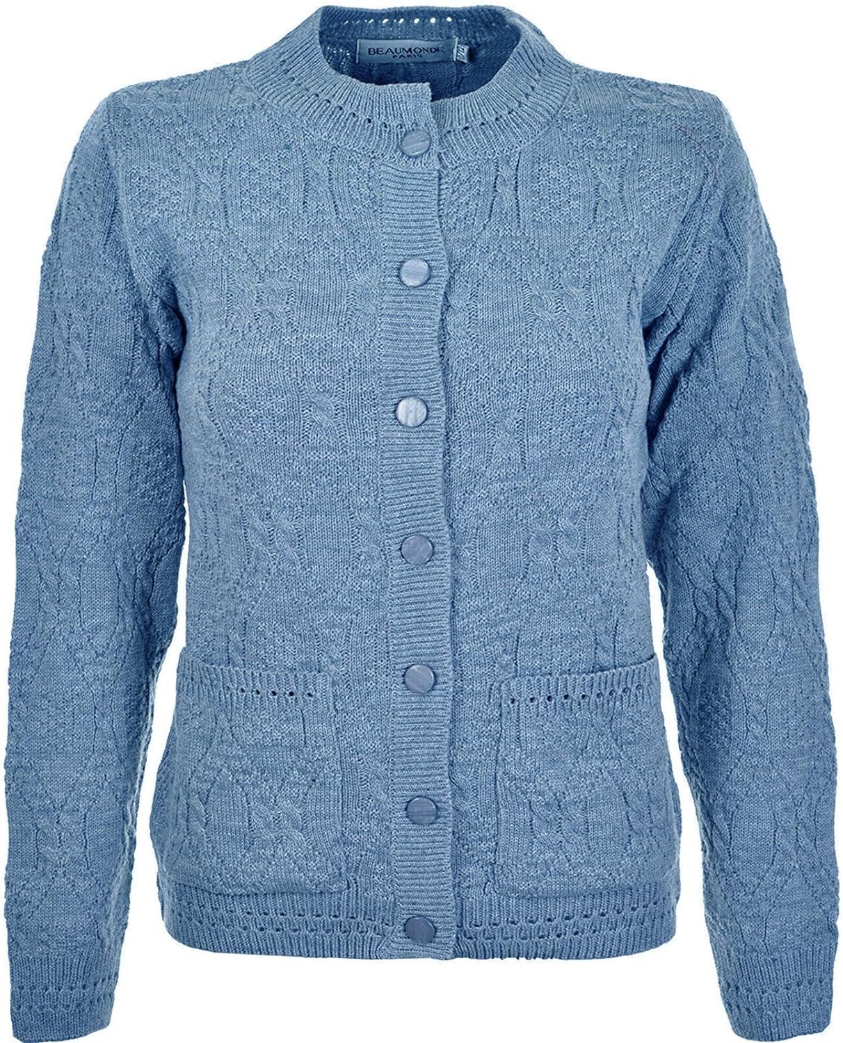 Knitted Crew Neck Pocket Front Button Cardigan Cardigans WearAll