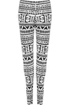 Black White Aztec Large Print Leggings Leggings WearAll