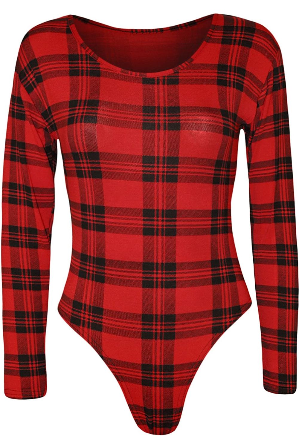 Jess Long Sleeve Leopard Print Bodysuit Bodysuit WearAll Tartan Red 8-10