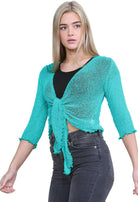 Tie Up Knitted Cropped Bolero Shrug Shrugs WearAll